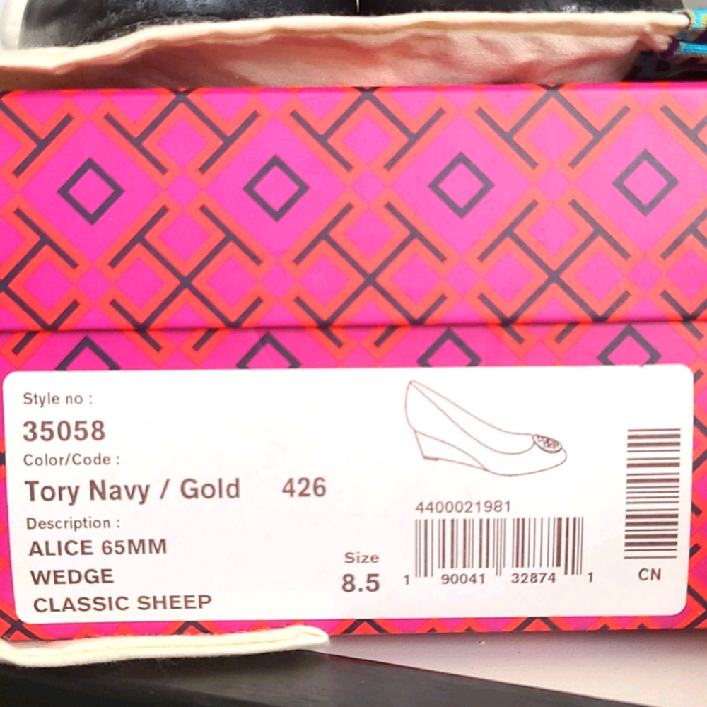 Tory Burch, Alice Wedge Classic Sheep, Nvy/Gld